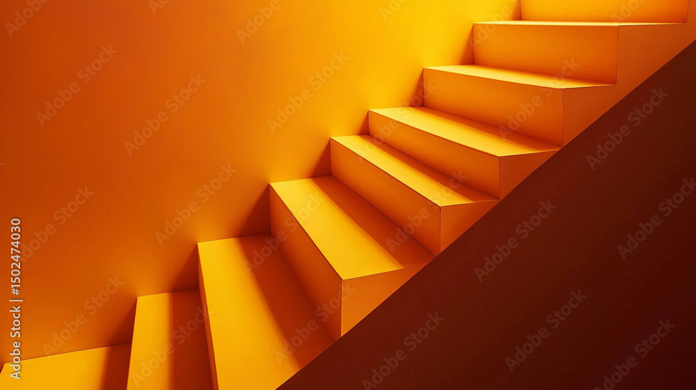 Poster minimal orange background with diagonal stripes and smooth gradients