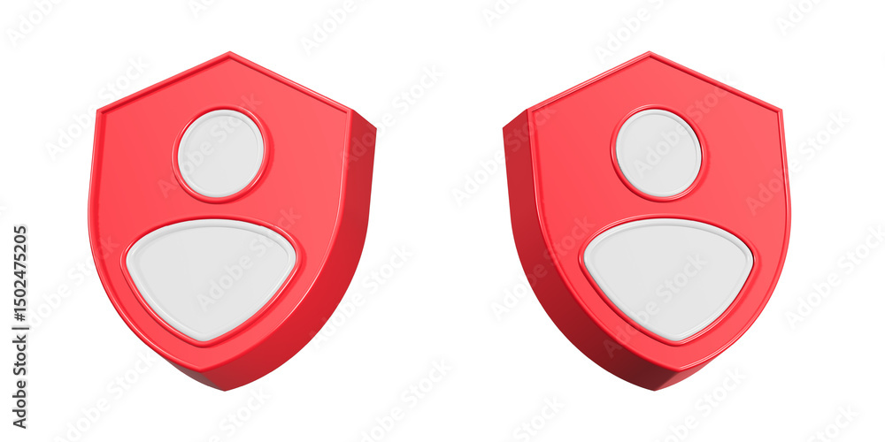 Poster profile icon with shield 3d rendering icon button