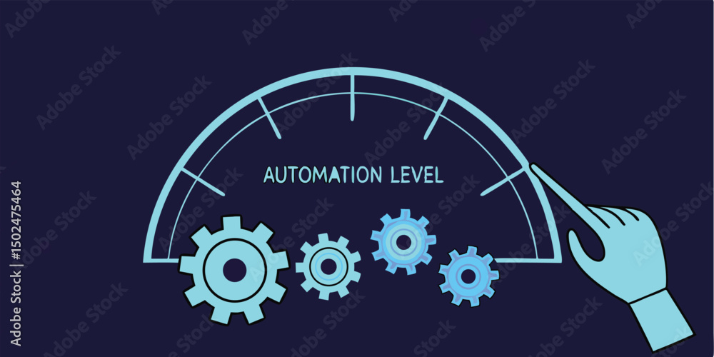 Poster modern automation interface design depicting automation level and digital control settings