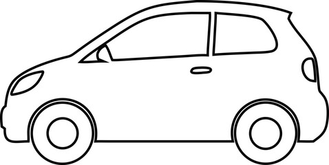 car icon in linear design,  auto symbol for transport themes.