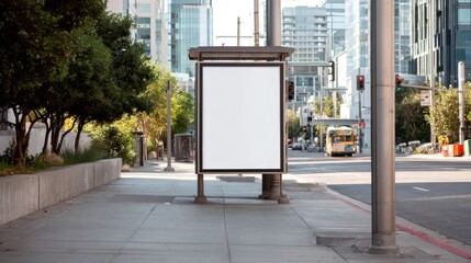 Blank billboard on city street (6)