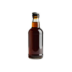 Dark brown bottle of soda pop drink isolated cold food on transparent background