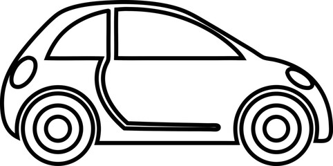 Simple line art car icon,  vector illustration of automobile 

