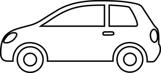 Vector illustration of a car, outline icon in simple linear style.