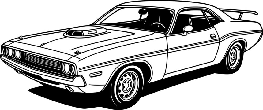 vintage car vector, classic muscle car 