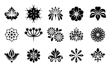 Flower icons set. Isolated elements for design. Vector graphics.