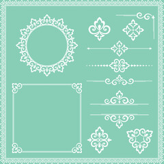 Vintage Set. Floral elements for design monograms, invitations, frames, menus and labels. Graphic design of the website, cafes, boutiques, hotels, wedding invitations.