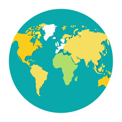 A clear illustration of a blue Earth globe with continents on a white background, perfect for global business or geography concepts