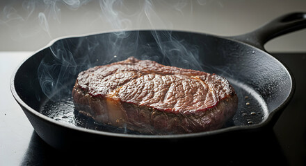 Searing steak in cast iron pan