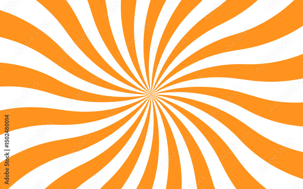 Leinwandbilder abstract bold dynamic background with radial burst pattern. thick, wavy orange rays spiraling vortex