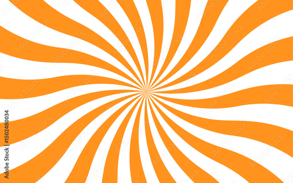 Leinwandbilder abstract bold dynamic background with radial burst pattern. thick, wavy orange rays spiraling vortex