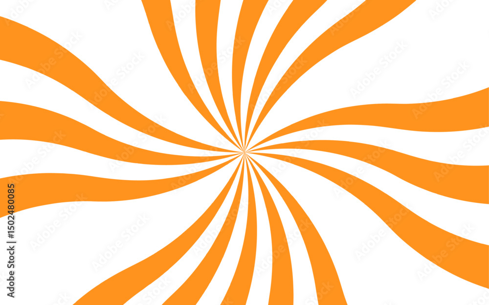 Fototapete abstract bold dynamic background with radial burst pattern. thick, wavy orange rays spiraling vortex