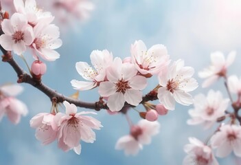 Naklejka premium Blooming Cherry Blossoms Under Bright Sky