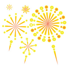 Celebration Simple Orange Fireworks with White Background ,Vector Illustration Collection