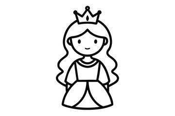 Fototapeta premium Cute Cartoon Princess Character Line Art Illustration
