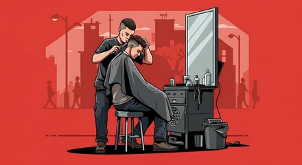 Barber Giving a Haircut