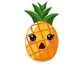 cute pineapple fruit illustration, with white background