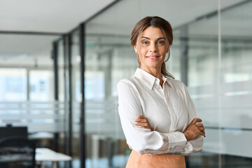 Mature female professional executive manager, confident middle aged business woman, smiling lady...