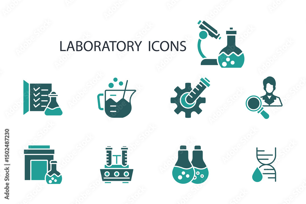 Poster laboratory icon set.vector.editable stroke.linear style sign for use web design,logo.symbol illustra