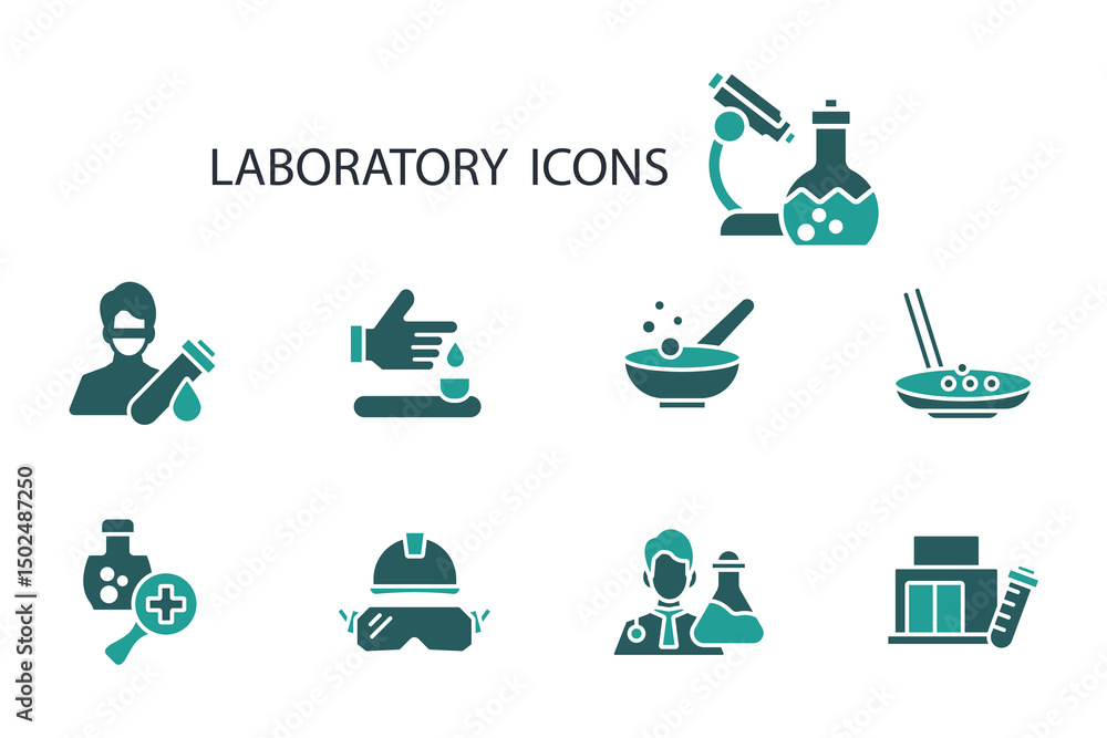 Poster laboratory icon set.vector.editable stroke.linear style sign for use web design,logo.symbol illustra