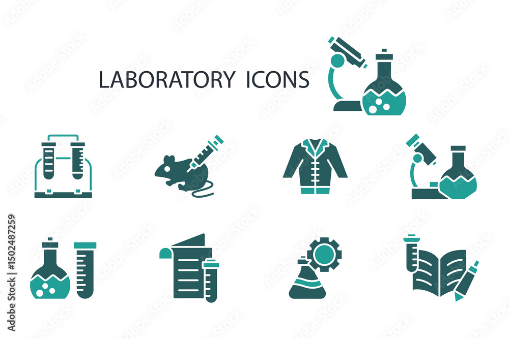 Poster art & illustlaboratory icon set.vector.editable stroke.linear style sign for use web design,logo.sym