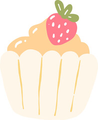 Strawberry Cake Illustration, Sweet Dessert Clipart, Delicious Bakery Art