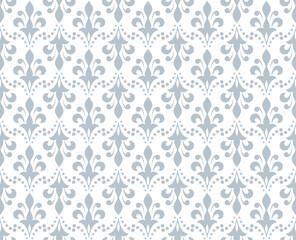 Flower geometric pattern. Seamless vector background. White and gray ornament