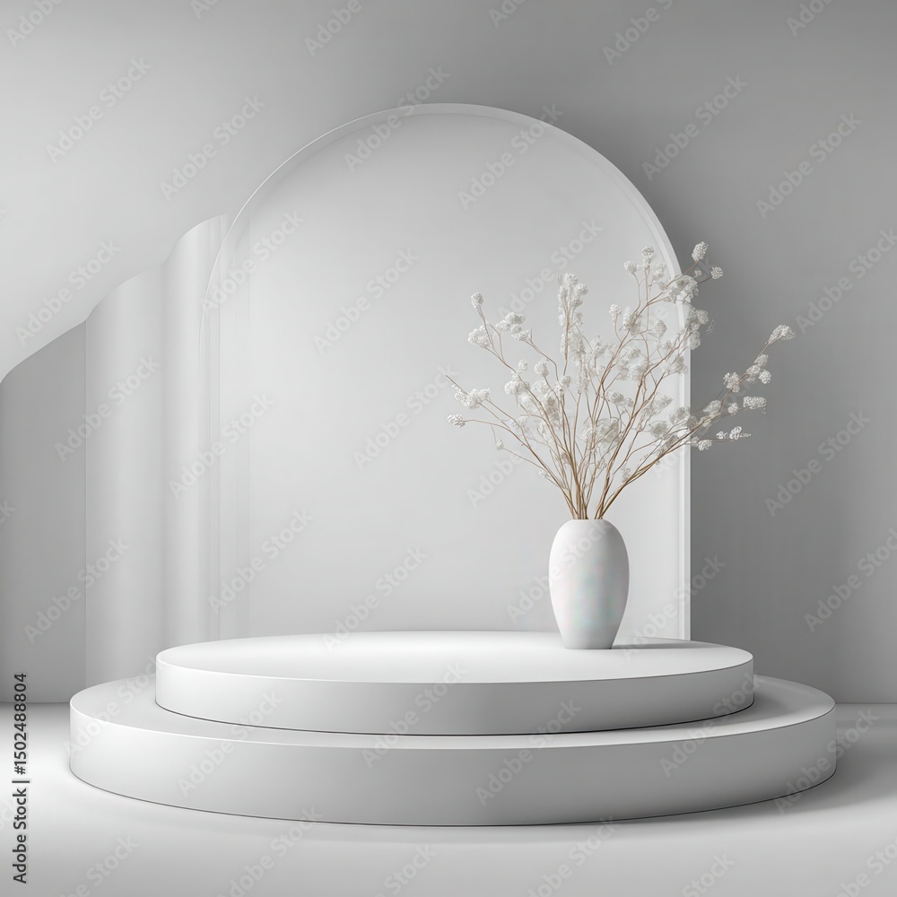 Poster minimal background. podium and white background for product presentation. 3d rendering illustration.