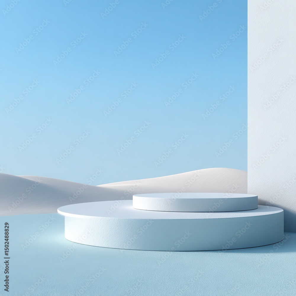 Poster minimal background. podium and white background for product presentation. 3d rendering illustration.