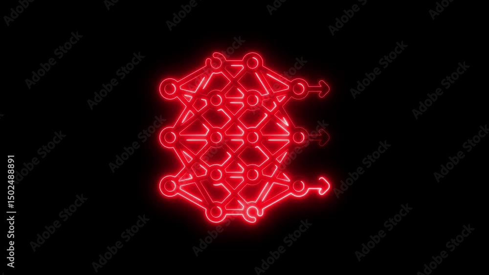Poster red neon network abstract background loop