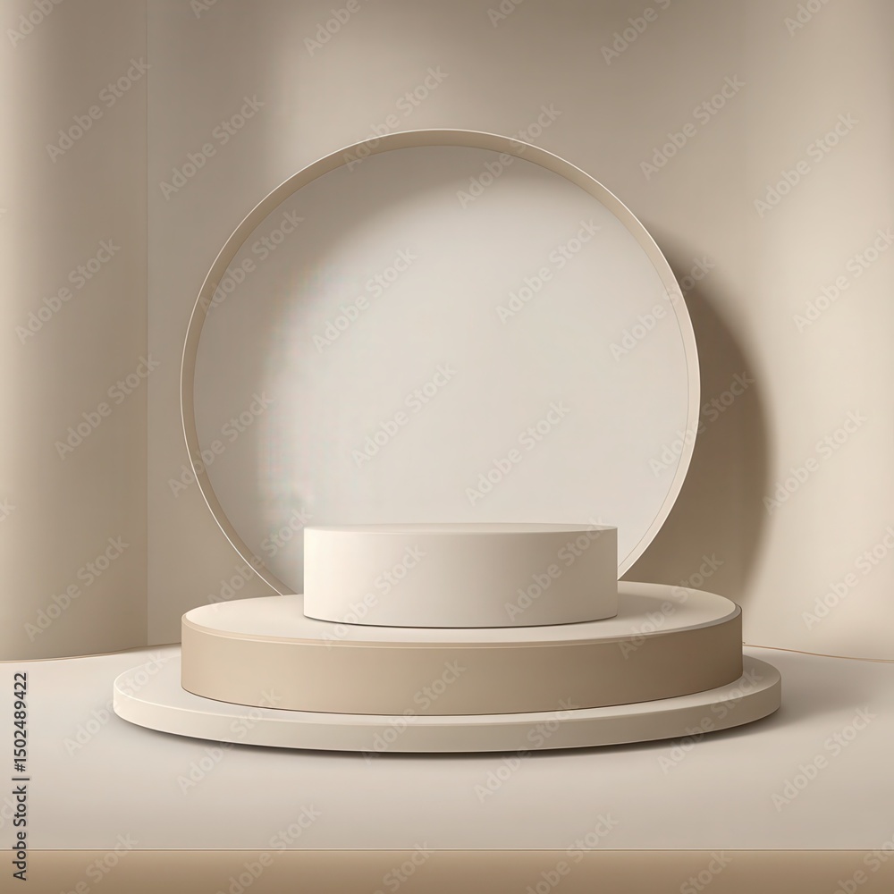 Aufkleber 3d display product beige minimal scene with geometric podium platform. cylinder background vector 3d