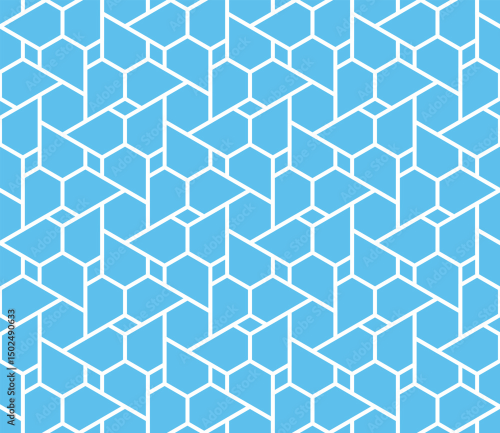 Poster The geometric pattern with lines. Seamless vector background. White and blue texture. Graphic modern pattern. Simple lattice graphic design