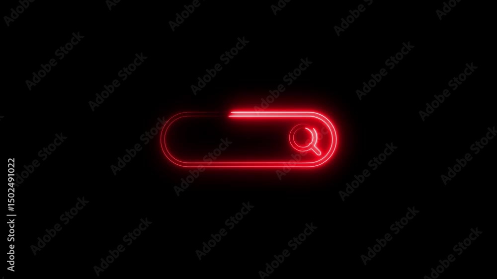 Poster red neon search bar glowing animation loop
