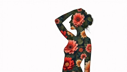 Woman Silhouette Filled With Floral Pattern