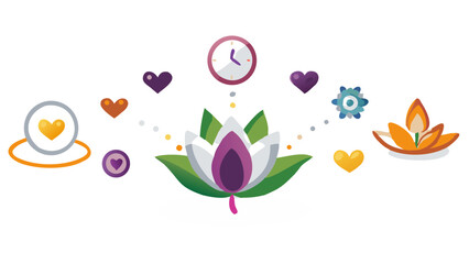 Fototapeta premium A serene lotus blooming amidst love time and inner peace symbolizing mindful growth on dark flat