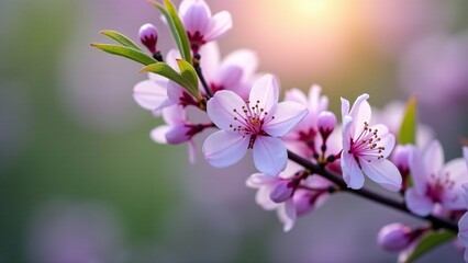 Peach Blossoms Blooming In The Spring Sunlight