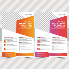 Set of 2 professional A4 flyer templates, modern business designs, colorful creative layouts, minimalist corporate style, abstract IT company flyers, 