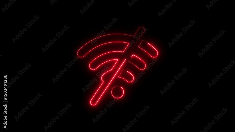 Poster red neon wifi signal turned off animation loop