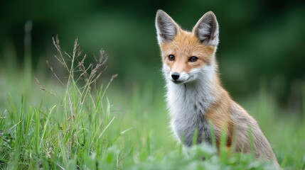 Wildlife Photo of Curious Fox Pup in Meadow
