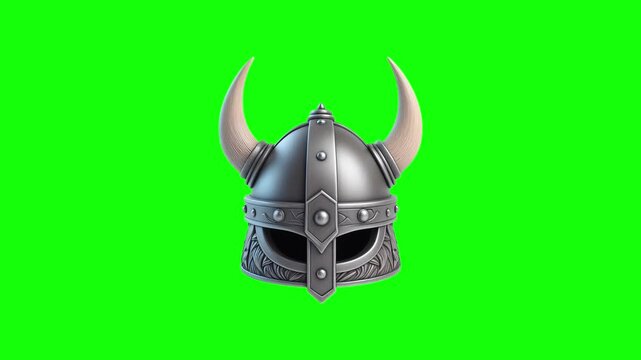 Viking helmet green screen animation motion graphic in 4K high resolution.
