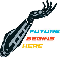 Robotic hand t-shirt design vector art illustration