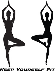 Woman Gymnast fitness exercise vector art illustration