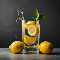 lemon juice in a glass summer spring 