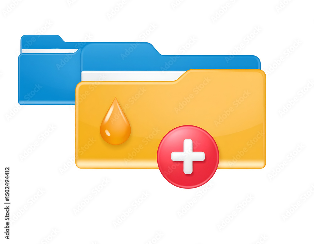 Poster digital folders with an oil drop and add icon