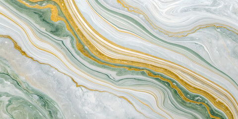Obraz premium Vibrant green marble showcases flowing bands of emerald and sage with golden accents. Dynamic swirling patterns create movement across the lustrous mineral surface