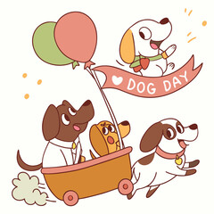 A poster for a dog day with a heart that says international dog day