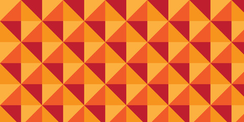 Seamless orange and red geometric cube creative concept triangle overlapping overlap square technology texture. geometric digital cubes fabric and wallpaper grid block texture background.