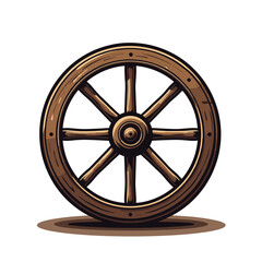Obraz premium Illustration of a Rustic Wooden Wheel with Spokes, a Symbol of Transportation and Traditional Craftsmanship