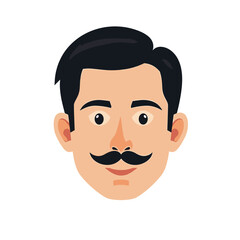 Fototapeta premium Cartoon Illustration of a Man's Face with a Moustache on a White Background