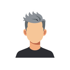 Vector Illustration of a Man with Gray Hair and Black Shirt on White Background